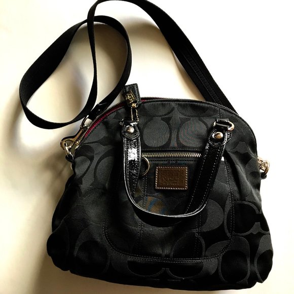Coach Black Print Handbag w/ Printed Logos - Picture 3 of 9